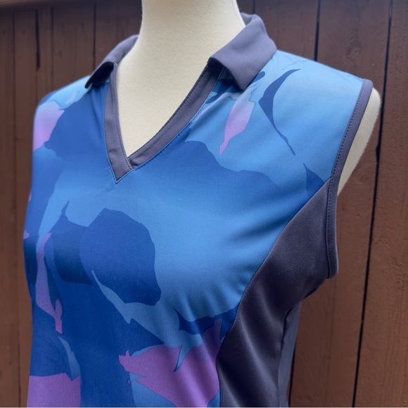 Callaway | NWT Size Large Blue Sea Star Abstract Gradient Print Block Golf Polo - Picture 11 of 14